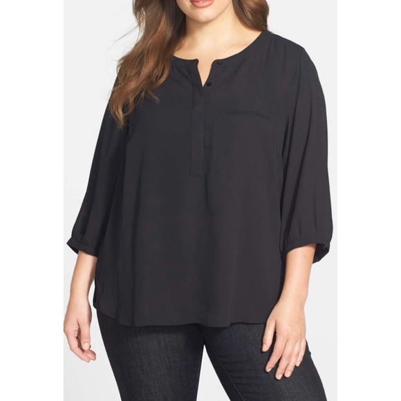 NYDJ Tops - NYDJ black crepe 3/4 sleeve blouse size 3x NWT